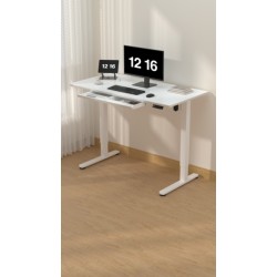 Γραφειο E-DESK G5 120X60 /Γυαλινη Επιφανεια / Ρυθμιζομενο Υψος / Συρταρι Αποθηκευσης Χρωμα λευκο