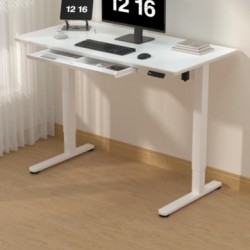 Γραφειο E-DESK G5 120X60 /Γυαλινη Επιφανεια / Ρυθμιζομενο Υψος / Συρταρι Αποθηκευσης Χρωμα λευκο