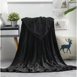 Κουβέρτα Fleece υπέρδιπλη 220*240 βελούδινη Μαύρη 