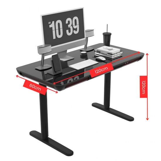 Gaming E-DESK G3 120x60cm / Γυαλινη επιφανεα / Ρυθμιζομενο Υψος / RGB LED / USB& C-TYPE Θυρες / Συρταρι Αποθηκευσης Χρωμα Μαυρο Gaming E-DESK G3 120x60cm / Γυαλινη επιφανεα / Ρυθμιζομενο Υψος / RGB LED / USB& C-TYPE Θυρες / Συρταρι Αποθηκευσης Χρωμα Μαυρο